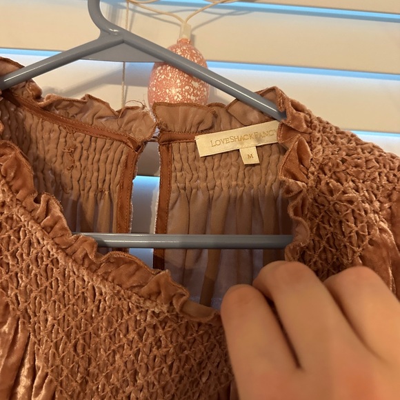 Loveshackfancy mauve pink velvet blouse medium - Picture 5 of 7